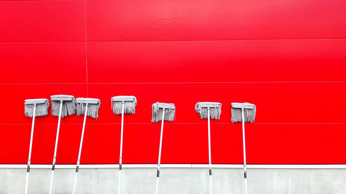 Close-up of eco-friendly power mop mopping pads made from organic cotton and recycled fibers