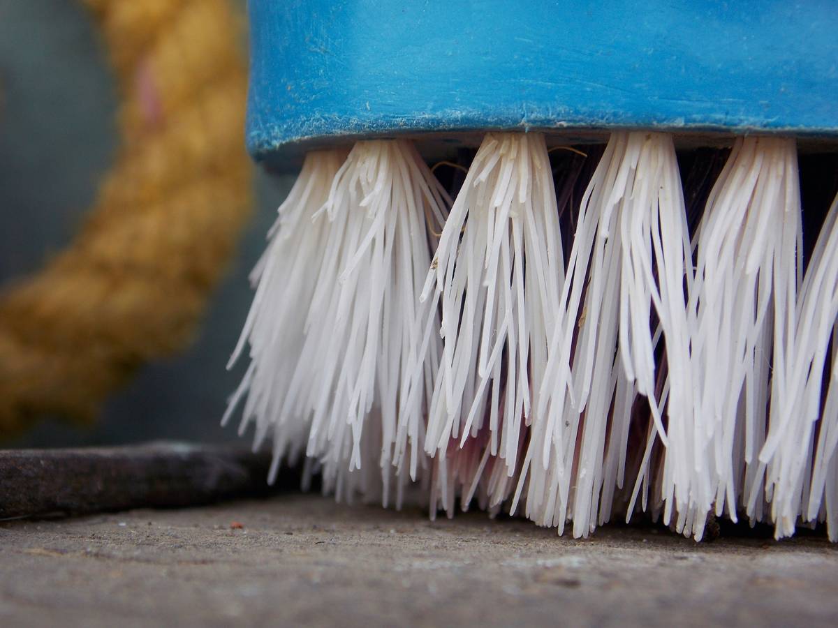 Close-up of washable reusable mop pad before and after washing